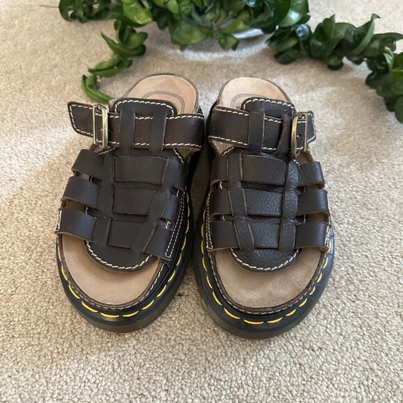 Dr. Martens VINTAGE 5A57 Slide Mule Sandal NWOT Oiled Leather Brown Women's 6 - Picture 3 of 10